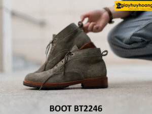Giày da lộn nam cổ thấp xám lông chuột Chukka Boot BT2246 003