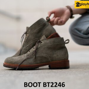 Giày da lộn nam cổ thấp xám lông chuột Chukka Boot BT2246 003