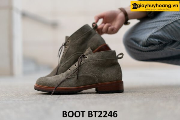 Giày da lộn nam cổ thấp xám lông chuột Chukka Boot BT2246 003