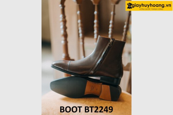 Giày da boot nam khóa kéo màu nâu BT2249 004