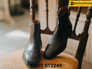 Giày da boot nam khóa kéo màu nâu BT2249 001