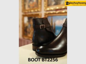 Giày da boot cổ cao nam có quai khóa kim loại BT2256 003
