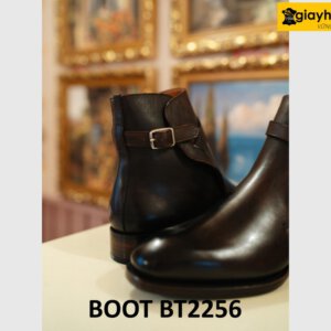 Giày da boot cổ cao nam có quai khóa kim loại BT2256 003