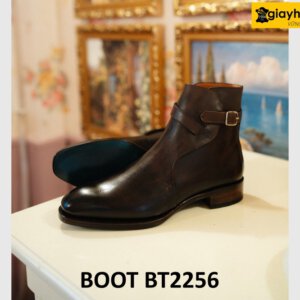 Giày da boot cổ cao nam có quai khóa kim loại BT2256 001