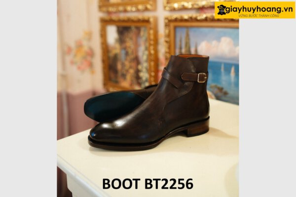 Giày da boot cổ cao nam có quai khóa kim loại BT2256 001