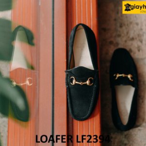 Giày da lộn lười nam có khóa kim loại loafer LF2394 004