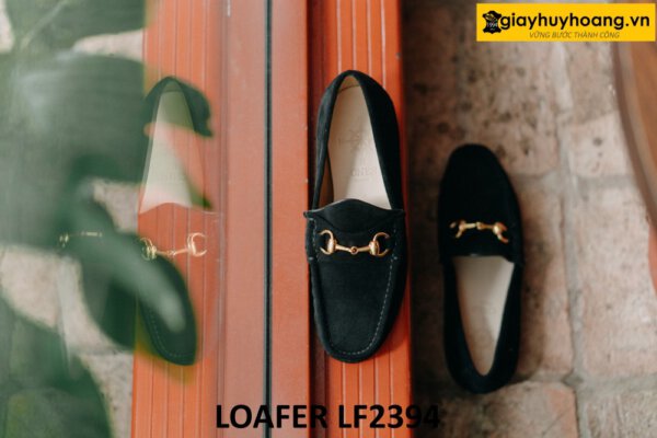 Giày da lộn lười nam có khóa kim loại loafer LF2394 004