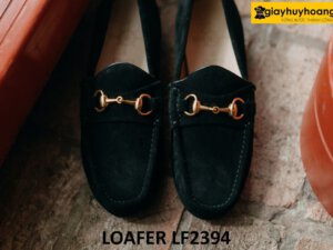 Giày da lộn lười nam có khóa kim loại loafer LF2394 003