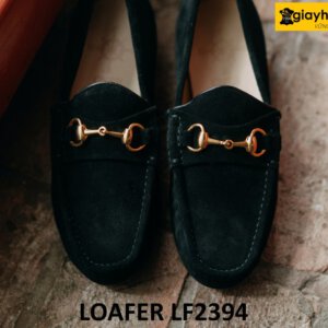 Giày da lộn lười nam có khóa kim loại loafer LF2394 003