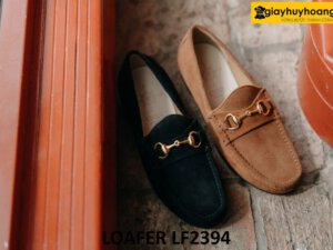 Giày da lộn lười nam có khóa kim loại loafer LF2394 002