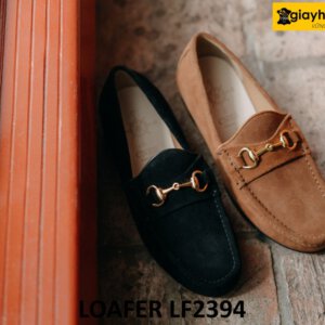 Giày da lộn lười nam có khóa kim loại loafer LF2394 002