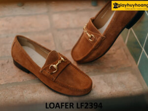 Giày da lộn lười nam có khóa kim loại loafer LF2394 001