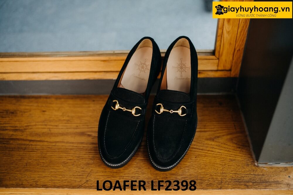 dat-dong-giay-da-nam-thu-cong-loafer-lf2398-002 Giày lười da lộn nam màu đen thời trang loafer LF2398 001