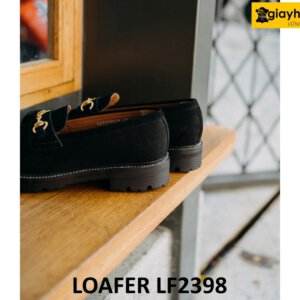 Giày lười da lộn nam màu đen thời trang loafer LF2398 002