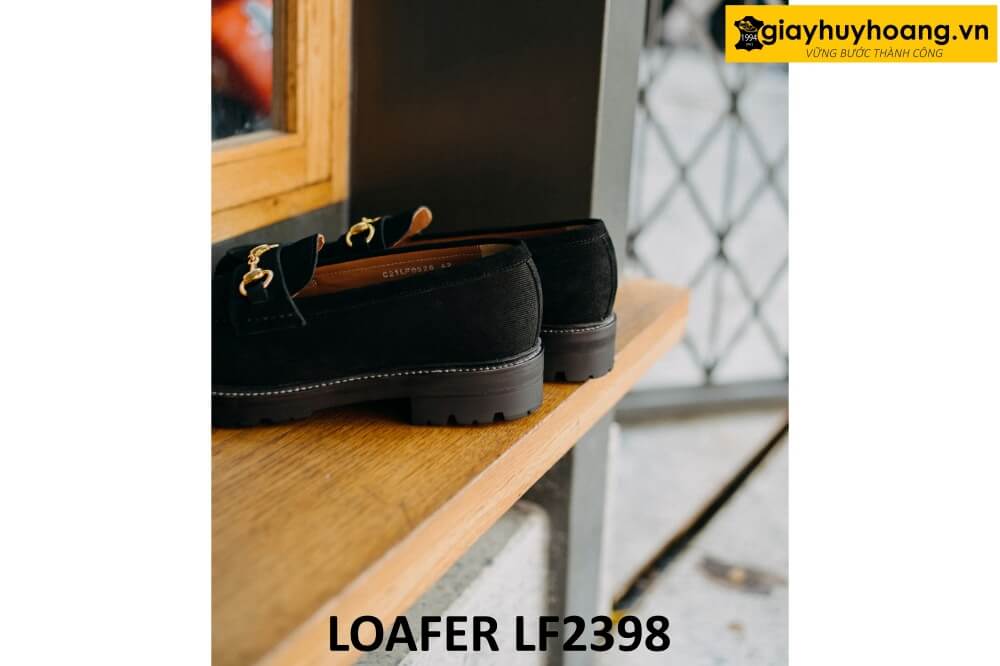 dat-dong-giay-da-nam-thu-cong-loafer-lf2398-004 Giày lười da lộn nam màu đen thời trang loafer LF2398 002