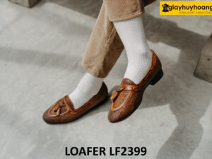 Giày da đan xen nam cá tính phong cách Loafer LF2399 001