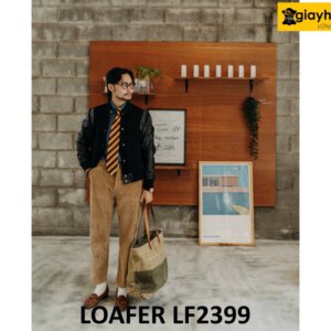 Giày da đan xen nam cá tính phong cách Loafer LF2399 004