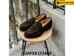 Giày da lộn nam màu nâu đế khâu bền bỉ loafer LF2400 004