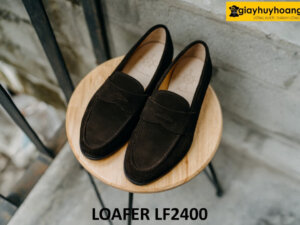 Giày da lộn nam màu nâu đế khâu bền bỉ loafer LF2400 001