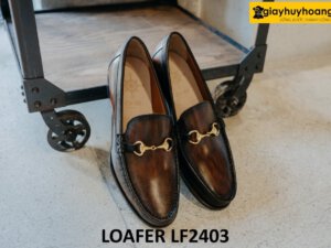 Giày lười da nam có khóa horesit kim loại loafer LF2403 001