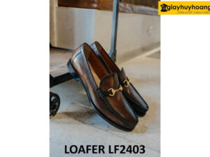 Giày lười da nam có khóa horesit kim loại loafer LF2403 004