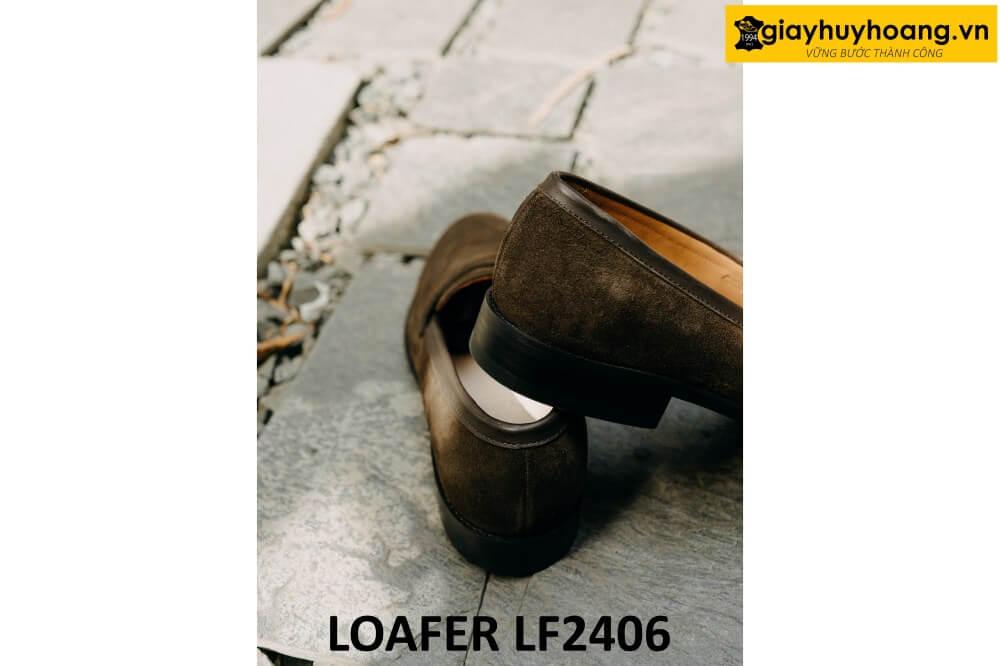 dat-dong-giay-da-nam-thu-cong-loafer-lf2406-004 Giày lười da lộn nâu nam đế khâu cao su loafer LF2406 002