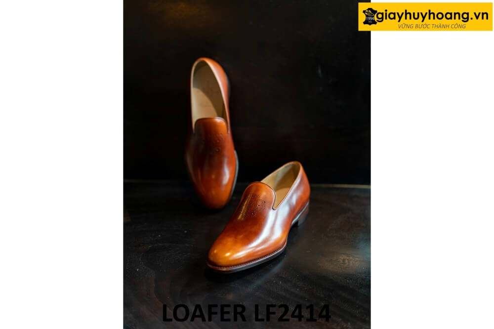 dat-dong-giay-da-nam-thu-cong-loafer-lf2414-001 Giày lười nam đế da bò khâu đế goodyear loafer LF2414 004