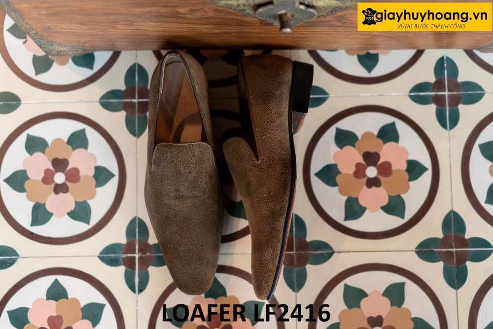 dat-dong-giay-da-nam-thu-cong-loafer-lf2416-003 Giày lười nam da lộn không họa tiết loafer LF2416 003