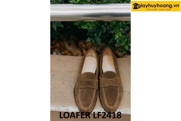 Giày lười nam da lộn đế mỏng thời trang loafer LF2418 004