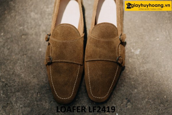 Giày da lộn nam có khóa monkstrap loafer LF2419 001