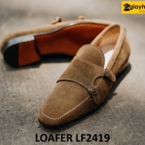 Giày da lộn nam có khóa monkstrap loafer LF2419 004