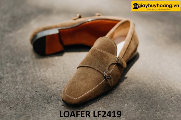 Giày da lộn nam có khóa monkstrap loafer LF2419 004