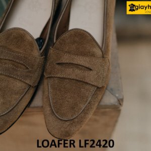 Giày lười da lộn màu xám đế mỏng trẻ trung loafer LF2420 001