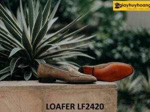 Giày lười da lộn màu xám đế mỏng trẻ trung loafer LF2420 003