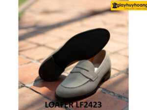 Giày lười nam da lộn màu xám Penny loafer LF2423 004