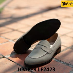 Giày lười nam da lộn màu xám Penny loafer LF2423 004