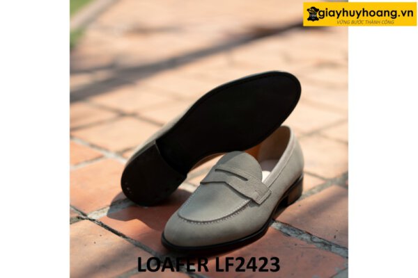 Giày lười nam da lộn màu xám Penny loafer LF2423 004