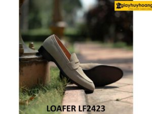 Giày lười nam da lộn màu xám Penny loafer LF2423 003