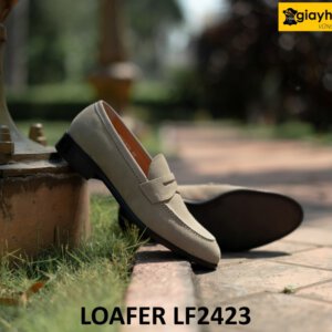 Giày lười nam da lộn màu xám Penny loafer LF2423 003