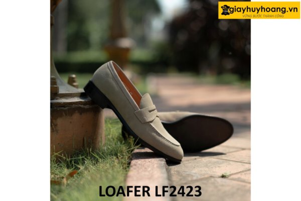 Giày lười nam da lộn màu xám Penny loafer LF2423 003