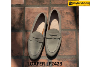 Giày lười nam da lộn màu xám Penny loafer LF2423 001