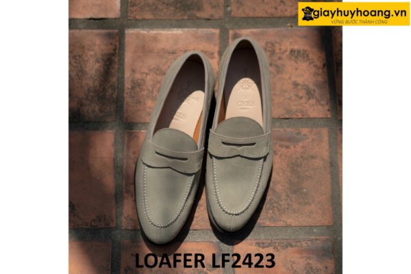 Giày lười nam da lộn màu xám Penny loafer LF2423 001