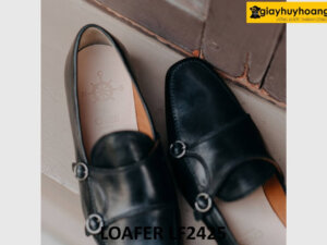 Giày lười da mềm thời trang hai khóa kim loại loafer LF2425 005