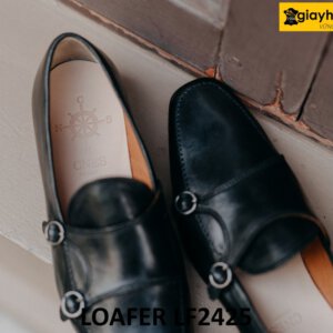 Giày lười da mềm thời trang hai khóa kim loại loafer LF2425 005