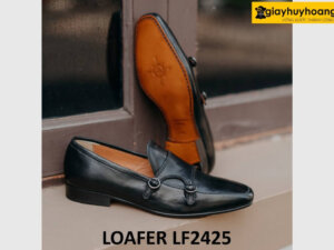 Giày lười da mềm thời trang hai khóa kim loại loafer LF2425 004