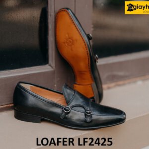 Giày lười da mềm thời trang hai khóa kim loại loafer LF2425 004