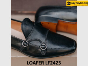 Giày lười da mềm thời trang hai khóa kim loại loafer LF2425 003
