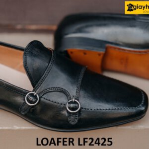 Giày lười da mềm thời trang hai khóa kim loại loafer LF2425 003