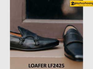Giày lười da mềm thời trang hai khóa kim loại loafer LF2425 002