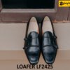 Giày lười da mềm thời trang hai khóa kim loại loafer LF2425 001